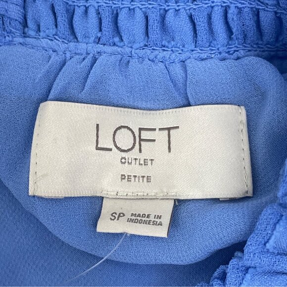 Loft Womens Blue Swiss Dot Textured Sleeveless Ruffled Blouse Sz SP - NEW - Picture 6 of 9